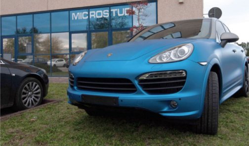 Wrapping Porsche Cayenne Blue and Titanio