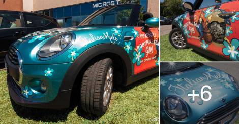 Pubblicità su auto, decorazione mini cabrio Treviso