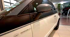Personalizzazione specchietto e fiancata Fiat 500 Jeans / Black