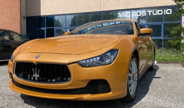 Maserati Ghibli car wrapping Avery Supreme Wrapping Diamond Amber